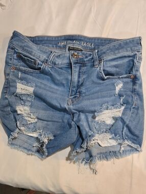 American Eagle Outfitters Light Blue Distressed Denim Cutoff Shorts